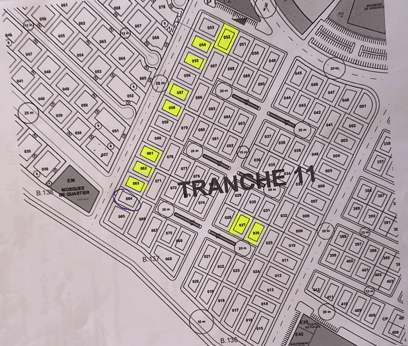 *Terrain titré 600m2 pour villa isolée avec 4 façades sur route Amizmiz km9 (Marrakech)