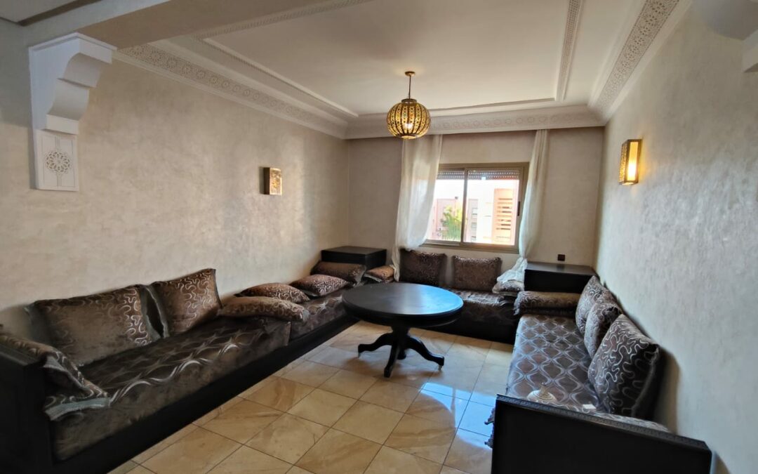 *Appartement meublé 3 chambres en résidence sécurisée avec piscine avec terrasse à route d&rsquo;Essaouira