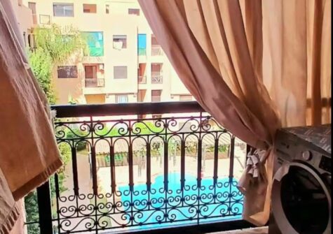 Appartement meublé 2 chambres avec balcon en résidence sécurisée avec piscine à route de Casa