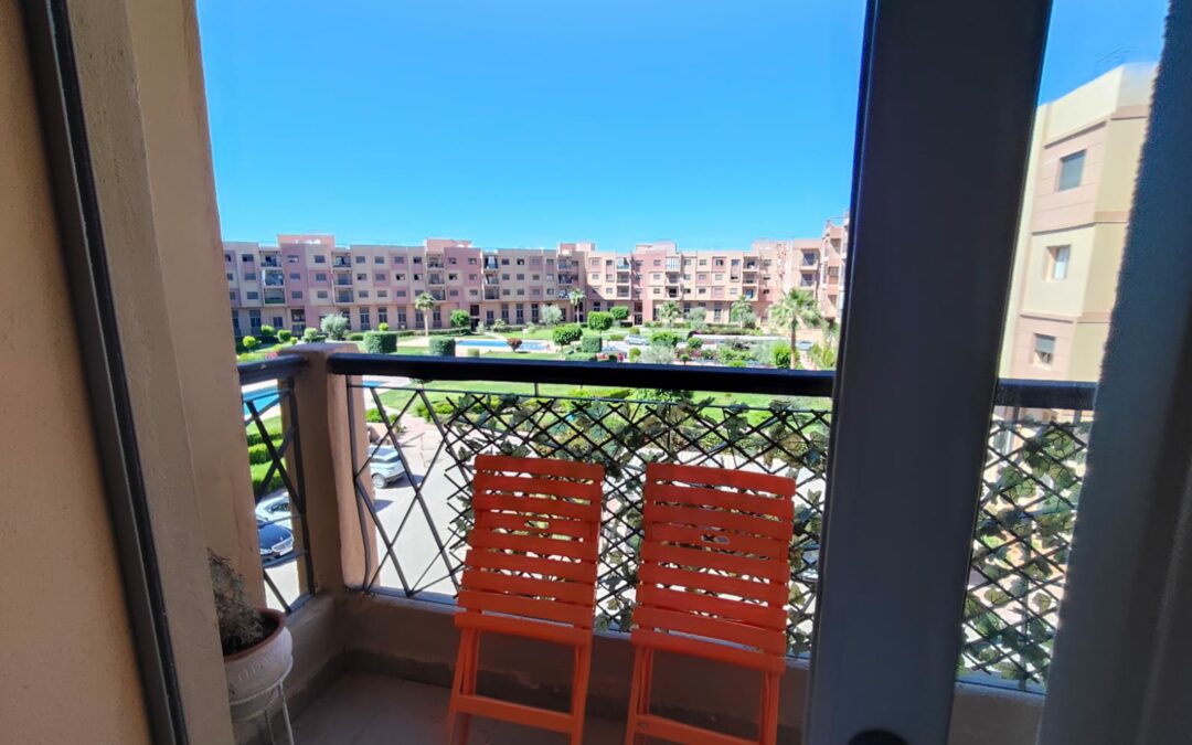 *Appartement meublé 3 chambres en résidence sécurisée avec 3 piscines et jardins à route d&rsquo;Essaouira