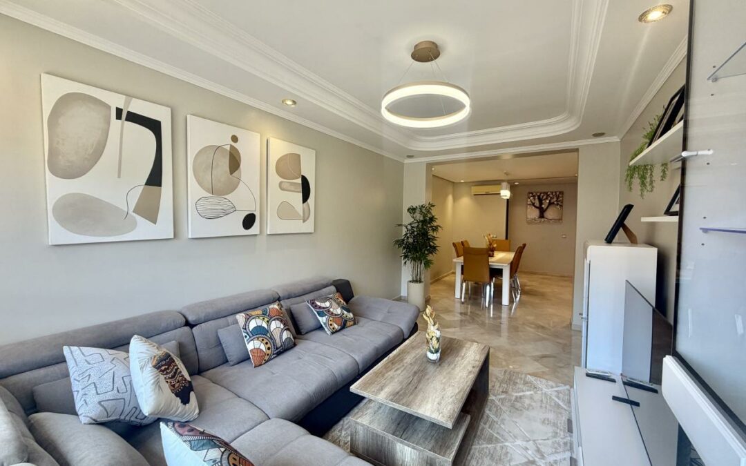 Appartement meublé 3 chambres en immeuble sécurisé à Guéliz