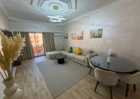 *Appartement meublé 2 chambres en immeuble sécurisé à Guéliz centre